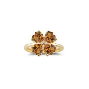  0.01 Ct Diamond & 5.88 Cts Citrine Ring in 14K Yellow Gold 