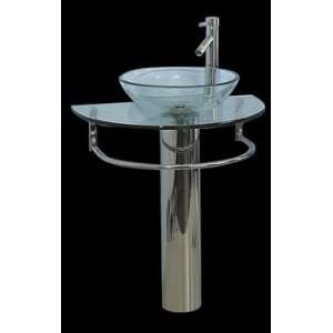  Demi Lune Glass & Stainless Pedestal Sink