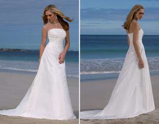 Glamorous strapless Beach Chiffon Wedding Dress Bride  