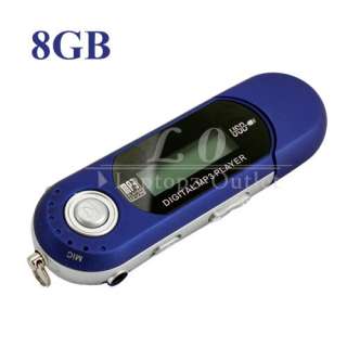   8GB LCD USB WMA  Player with FM Radio Voice Recorder Blue  