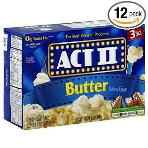 Act II Microwave Popcorn Butter Flavor, 3 Count (Pack of 12)  