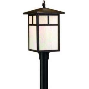   Smart 1 Light Outdoor Post Lamp in Sienna with Iridescent Art glass