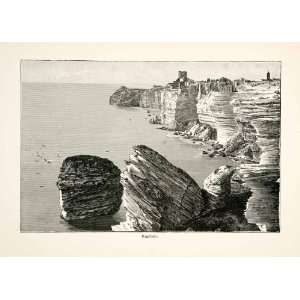  1896 Wood Engraving Gaston Vuiliier Bonifacio Cliff 