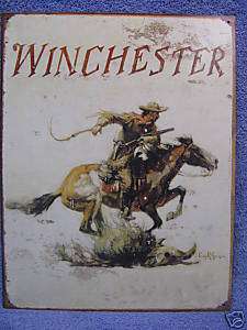 Winchester Logo Horse Tin Metal Sign  