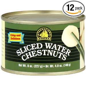 International Bazaar Sliced Water chestnuts, 8 Ounce (Pack of 12 