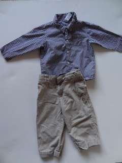 Boys Gap Blue & White Shirt & Beige Pants Size 18 to 24 Months  