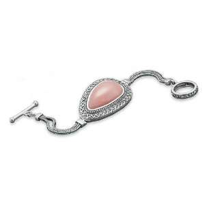   Toggle Bracelet, 20x33mm Pink Opal, 7 1/2 inch, 1 inch wide Jewelry