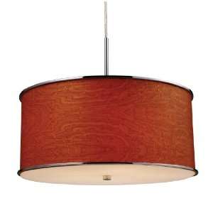 Elk 20054/5 Fabrique 5 Light Drum Pendant In Polished Chrome and Wood 