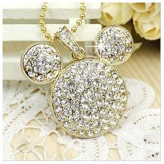 Mickey Logo Crystal USB Flash Drive with Necklace8GB(Golden)