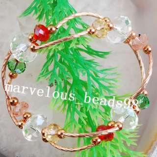 White Red Green Crystal Beads Bracelet Bangle G0074  