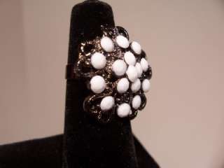New, Bohemian Antique Style Ring, white classic shape  