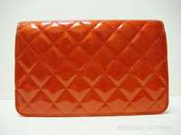 BRILLIANT CHANEL ORANGE PATENT LEATHER WALLET ON A CHAIN WOC BAG 