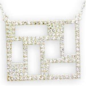   Squares Clear Cubic Zirconia Sterling Silver Necklace AM Jewelry