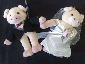 BRIDE AND GROOM PIG BEARS WEDDING PRESENT GIFT PARTY  