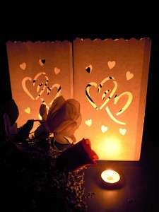 20 Heart Wedding Candle White Paper Bag Lantern Outdoor  
