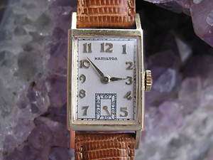 Hamilton BROCK Vintage 14K Gold Deco Wrist Watch, Ethyl Corp.  
