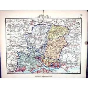 Stanford Antique Map 1885 Southampton England Chester 