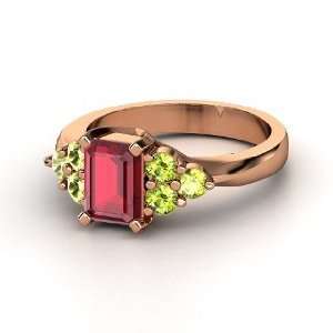  Apex Ring, Emerald Cut Ruby 14K Rose Gold Ring with 