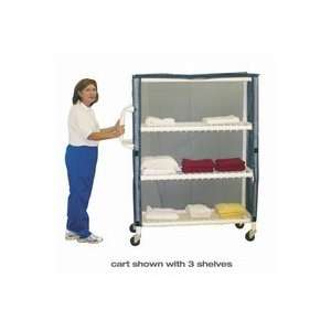 4 Shelf Jumbo Linen Cart w/Open Grid Shelf System, Shelves 