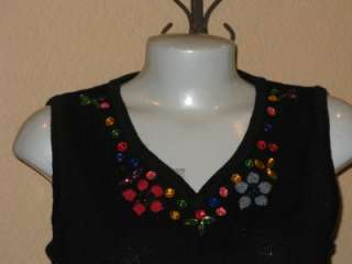 NWT STORYBOOK KNITS Black W/Gemstone Accent Sweater Vest S  