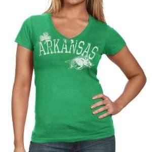  Arkansas Razorbacks Womens Lady Luck Ringspun T Shirt   Green 