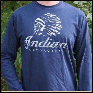 Indian Motorcycle Warrior Long Sleeve T Shirt   Blue   2862302  