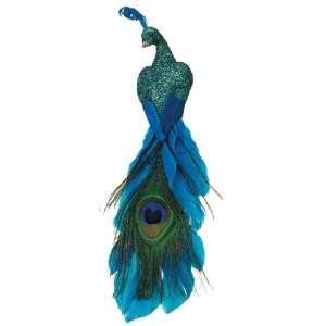   Tail Regal Peacock Bird With Glittered Body & Feathers Clip Home