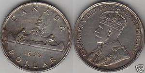1936 Canada Silver Dollar. George V  