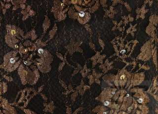   Bronze & Brown Lace Sequined Sleeveless Sheath Dress Sz 10 NEW  