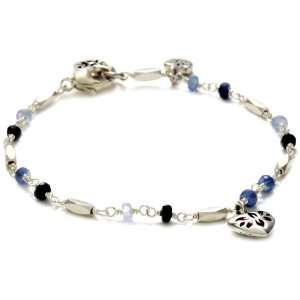   by Lois Hill Sapphire and Ruby Lotus Heart Bead Bracelet Jewelry
