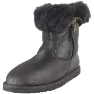 Flat Black Leather Boot Black leather upper Lined in Sheepskin 