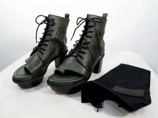 ALEXANDER WANG Olive Pebbled Leather Sandal Boots  