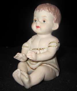 Vintage Porcelain Baby Piano Doll figurine German handpainted Bisque 