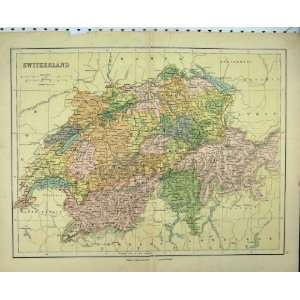   Antique Colour Map C1880 Switzerland Italy Old Print