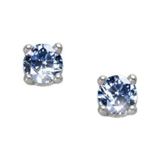   Gold Stud Earrings with Blue Diamond 0.1+ carat each Brilliant cut at