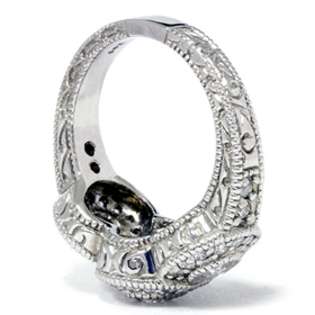 Antique 1.50CT Diamond 3 Stone Engagement 14K White Gold Ring 