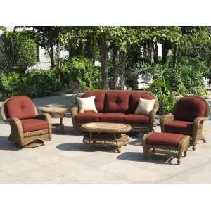   Casa Del Mar Wicker Sofa 6 Piece Conversation Patio, Lawn & Garden