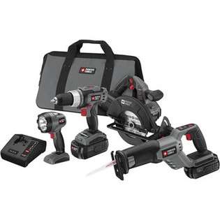 Porter Cable PC418C 2 Tradesman 18V NiCad Cordless 4 Piece Combo Kit 