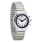 Tel Time Ladies Chrome Talking Watch   White Face, Expansion Band 