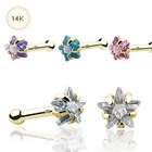 WickedBodyJewelz   Nose Rings 14K Gold Nose Stud with Prong Set 3mm 
