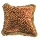   / Jag pattern print 20 x 20 throw pillow with brush fringe trim