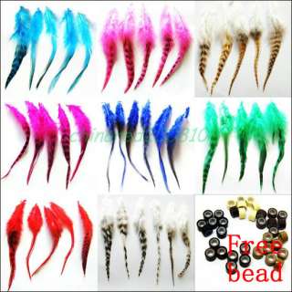   real Grizzly Feathers 5 7 Hair Extensions with free Link bead  