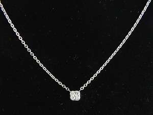   Gold Diamond Square Charm Station Pendant Cable Chain Necklace 16.25