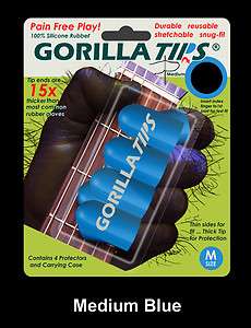 GORILLA TIPS fingertip guards/protectors for guitar, Medium Blue 