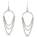 GEMaffair DANGLE EARRINGS IN SILVER LADIES 3 ROW CHAIN HOOP HOOKS