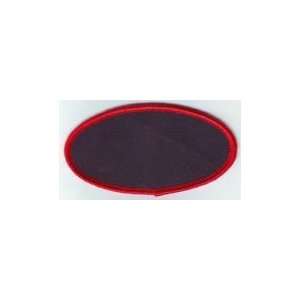 Blank Patch Oval 4x2 , Black Background Red Border Heat Seal Back For 