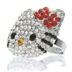   Crystal BLING ring w/Red bow w/Kitty Gift Box by Jersey Bling Jewelry