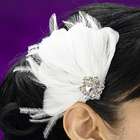 bridal hair barrette white pearls simulated diamond bow hair clip