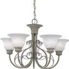    Light Chandelier with White Washed Alabaster Glass Shades, Millstone