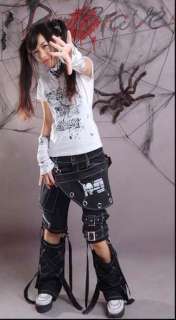 punk kera rock fashion visual kei skull printed unisex pants trousers 